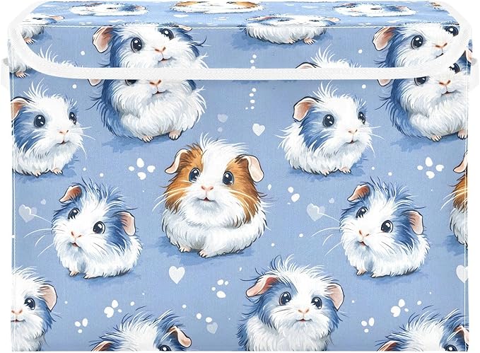 Storage Cube with Lid Blue Guinea Pigs Print 16.5×12.6×11.8 IN 1 Pack Collapsible Large Capacity Foldable Storage Basket Bin Organizer