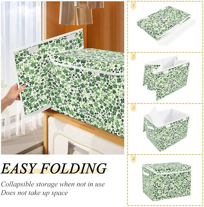 Lush Clover Fabric Storage Bins with Lids and HandleFoldable Storage Bins with LidsCloset Organizers for Clothes Storage Room Organization Office Storage Chest Organizer
