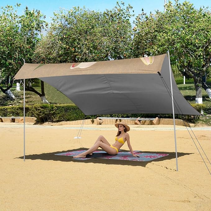 ALAZA Beautiful Cute Lily Beach Tent Sun Shelter Portable Canopy Sunshade for Outdoor Camping Picnics Backyard Fun 10x9 ft