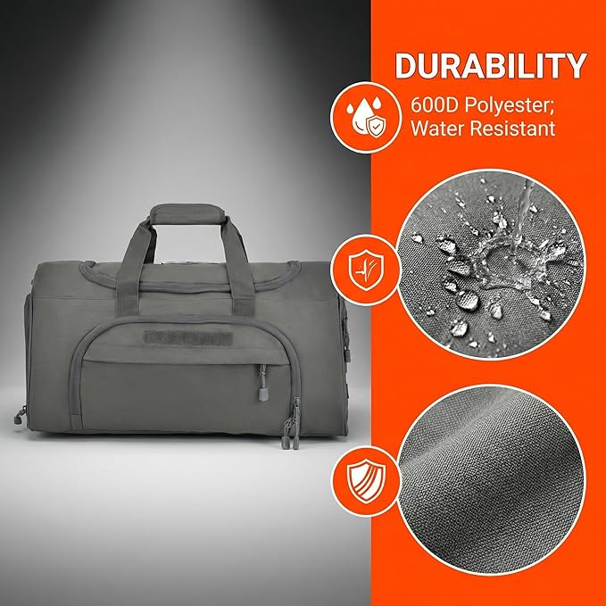 Military Tactical Outdoor Gym Bag Small Duffel Bag with Shoes Compartment for Sports Travel Camping Hunting (B-Grey)
