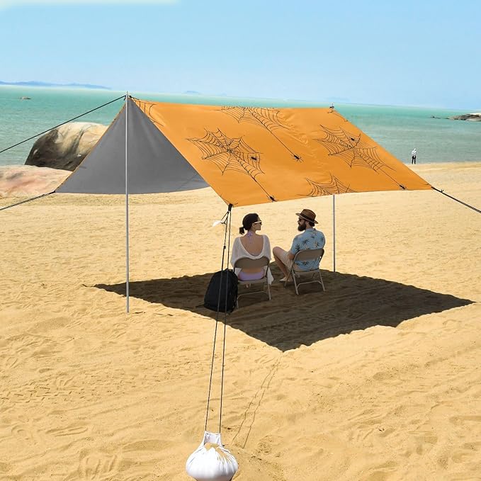 ALAZA Spider Web Spider Pattern Beach Tent Sun Shelter Portable Canopy Sunshade for Outdoor Camping Picnics Backyard Fun 10x9 ft