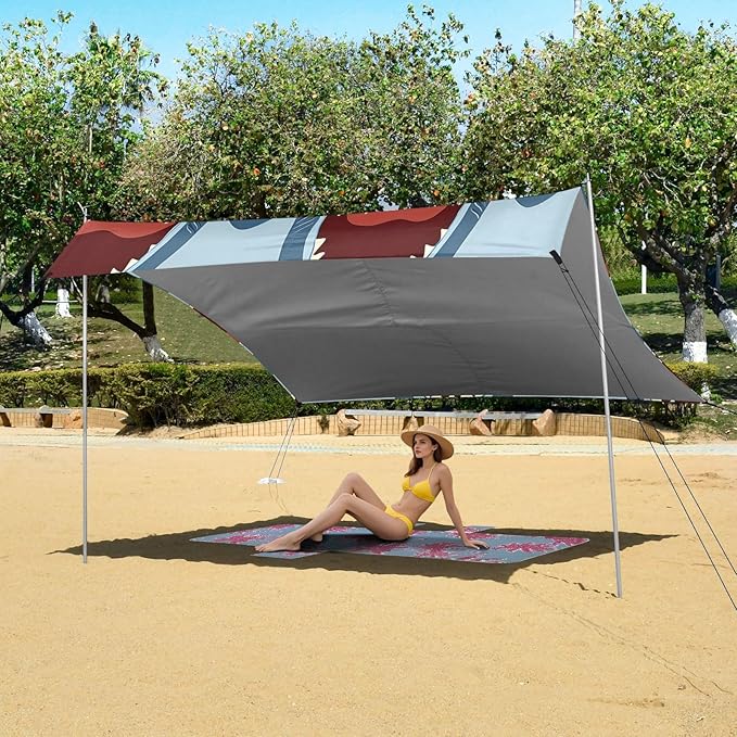 ALAZA Shark with Open Mouth Pattern Beach Tent Sun Shelter Portable Canopy Sunshade for Outdoor Camping Picnics Backyard Fun 10x9 ft
