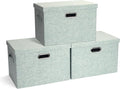 Graciadeco Large 17 36 Quart Collapsible Stackable Storage Bins with Lids 3 Packs Light Green Linen Fabric Closet Boxes with Lids Storage Cube Baskets Container Organizers for Office (17x12x11)