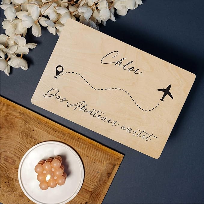 Creative Deco Personalized Wooden Wedding Box Storage Box - Travel | 11.8x7.87x5.51in (+-0.5) | Hinged Lid Handle Engraving | Unpainted Gift Box Rough UNSANDED Keepsake Memory Souvenir Chest