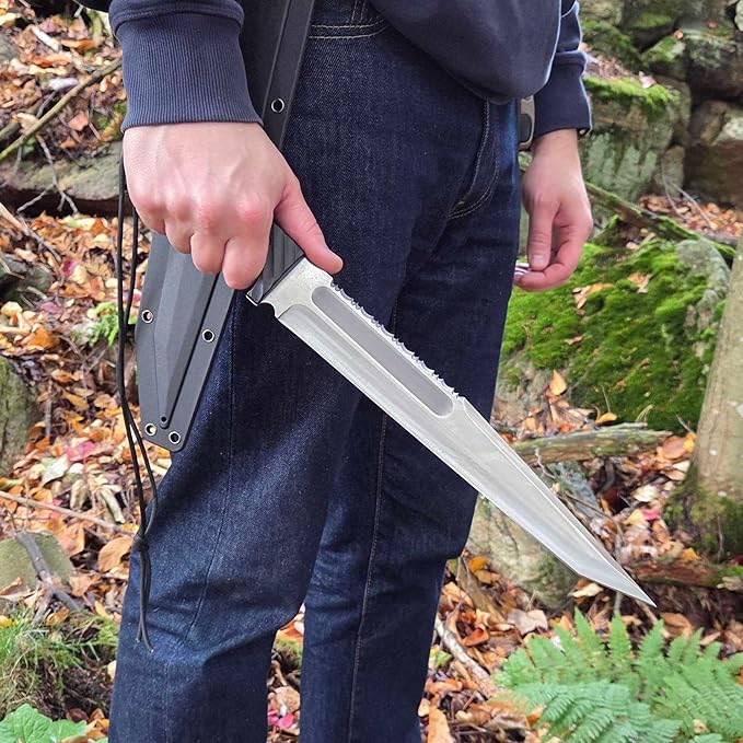 BATTLBOX BattlBolt Fixed Blade Outdoor Survival Knife Doug Marcaida Design 13in D2 Steel Blade FRN Handle Kydex Sheath - Bushcraft Camping Field Use
