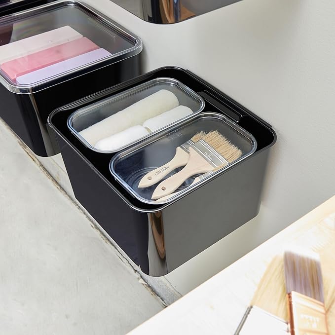 iDesign Tall Inner Storage Bin with Lid Set of 2 The Wallspace Collection Clear Bin