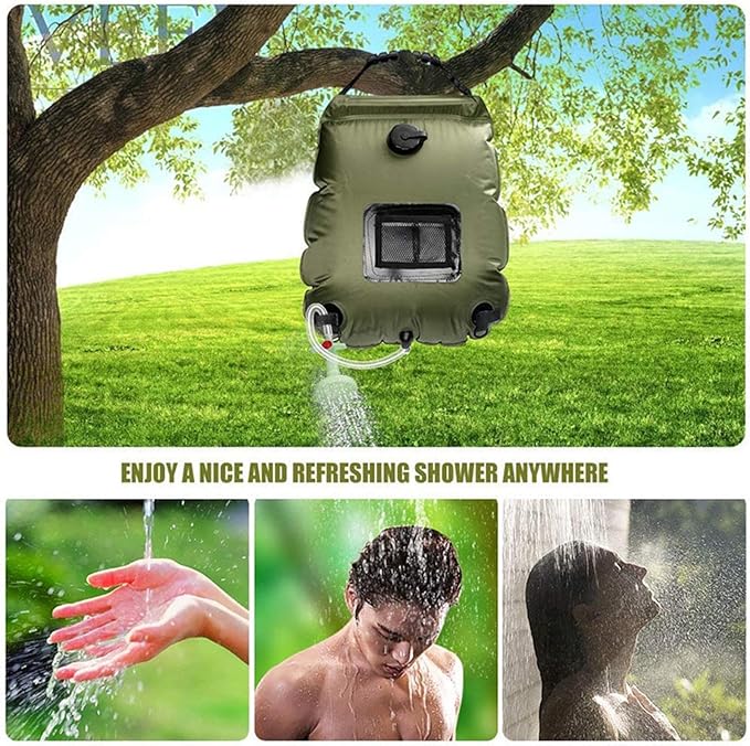 Camping Shower - ed Water Bag Portable Outdoor Bath System with High Capacity 5 Gallon Reservoir Dispensing Function Ideal for Beach Trips Hiking Cabin Retreats