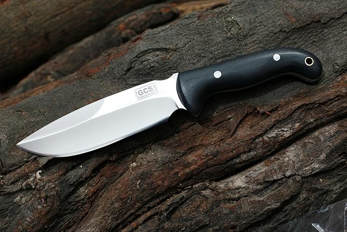 GCS Handmade D2 Steel Hunting Knife with Black Micarta Handle Full Tang Blade and Leather Sheath for Hunting Hunting Camping Survival EDC-GCS 947
