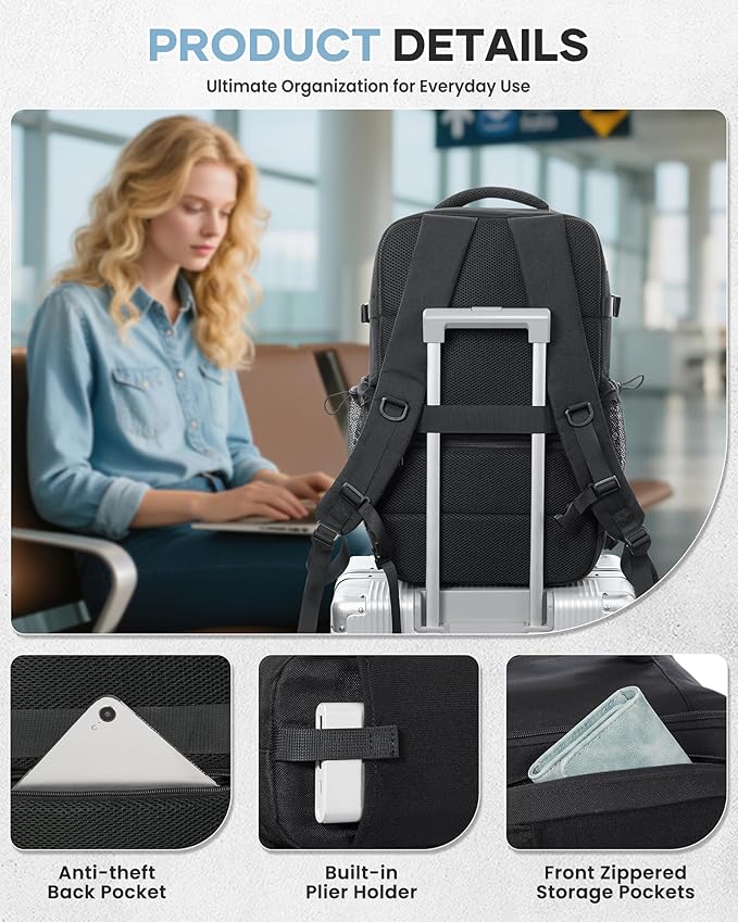 Vacuum Travel Tactical Backpack with Air Pump Carry on Flight Approved Personal item Large Tool Hiking Compression Gym Backpack Vacuum Seal Bags for Clothing Travel Women Men Mochila de Viaje Black