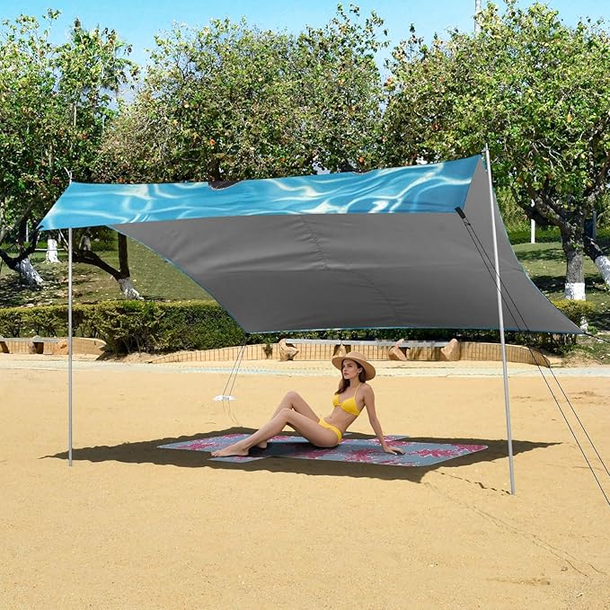 ALAZA French Bulldog Life Buoy in Pool Beach Tent Sun Shelter Portable Canopy Sunshade for Outdoor Camping Picnics Backyard Fun 10x9 ft