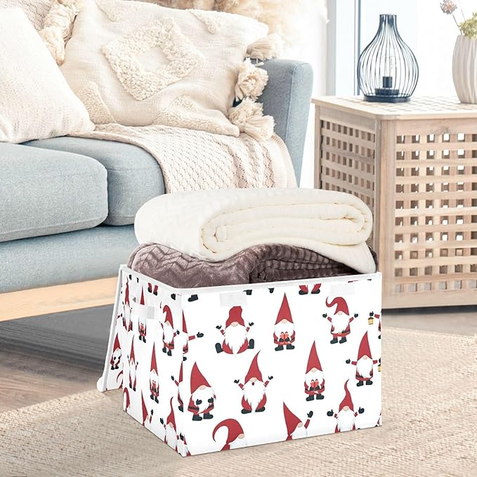 senya Christmas Baskets Collapsible Storage Bins with Lids Christmas Gnomes Storage Boxes Clothes Baskets for Organizing