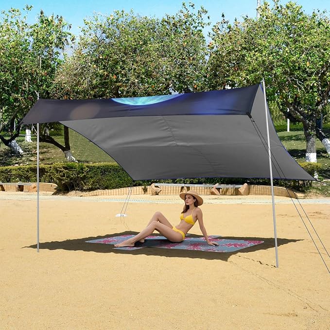 ALAZA Magic Glowing Ocean Jellyfish Beach Tent Sun Shelter Portable Canopy Sunshade for Outdoor Camping Picnics Backyard Fun 10x9 ft