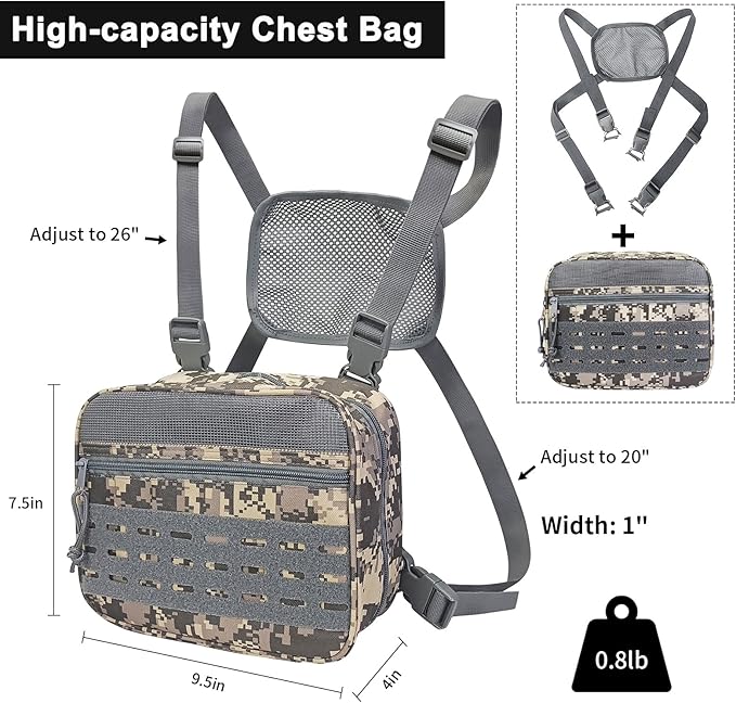 SMONT Buy Army Green Wash Bag and Camo Tactical Chest Pack Combo