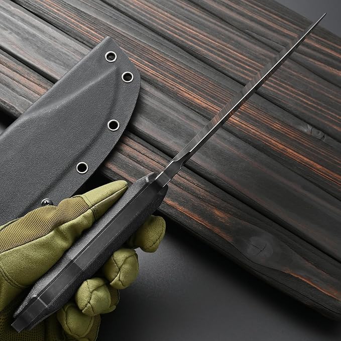 Sitivien ST20 Fixed Blade Knife 8MM Thick N690 Stainless Steel Blade Full Tang G10 Handle EDC Fixed Knifes for Outdoor Working Camping Hunting(Black)