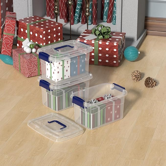 6-Pack 5 Quart Plastic Storage Box with Handle Clear Storage Bin