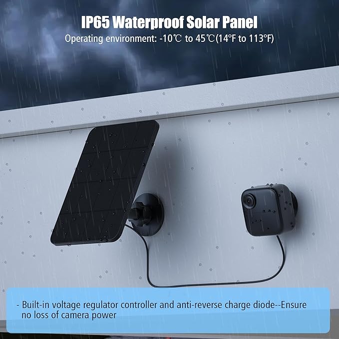 Solar Panel for Blink Camera OutdoorOutdoor Security Camera Solar Panel Compatible with Blink Outdoor 2K+/4(4th Gen)Waterproof Rubber Plug13ft CableAdjustable Mount(Camera Not Included)(2 Pack)