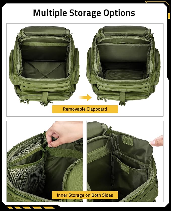 CVLIFE Tactical Range Backpack with Removable Divider Gun Cases Bag with 4 Pistol Carrying Cases Rucksack for Shooting (Army Green Medium)