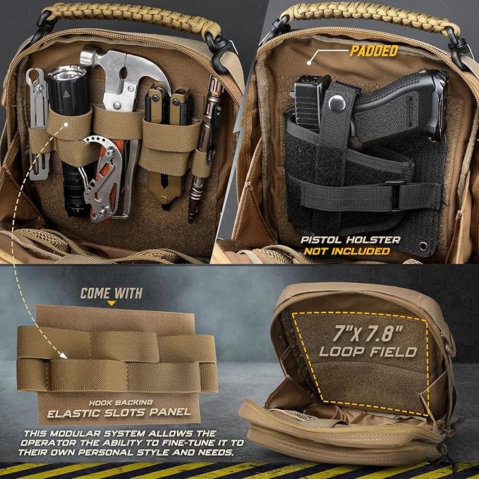 WYNEX Tactical Molle Admin Pouch with Folding Admin Pouch Utility EDC Pouch Organizer Modular Tool Pouch of Double Layer with Molle Tool Bag of Laser-Cut Design Utility Organizer EDC Medical Bag
