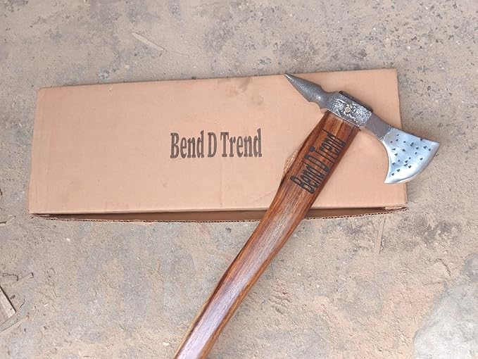 Bend D Trend- Custom Handmade Stainless Steel Hatchet Viking Axe Art - Wood Handle