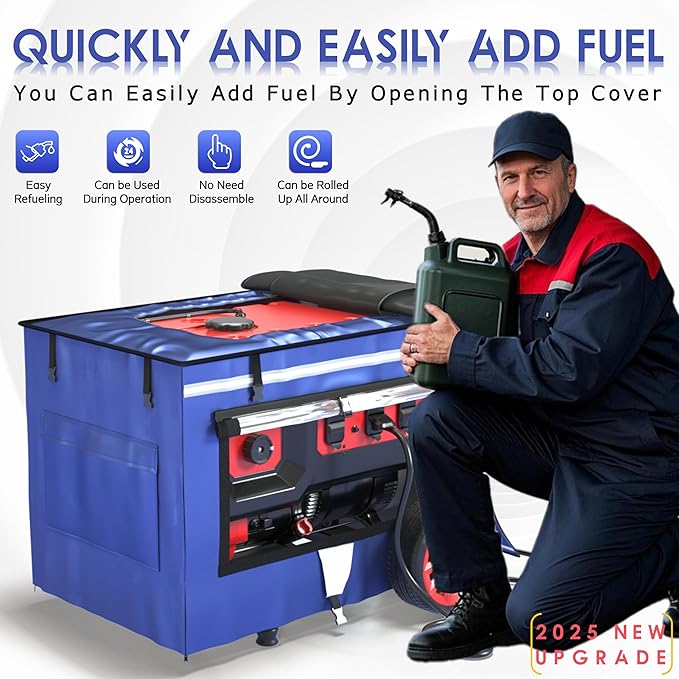 Generator Covers While Running 32x24x24 Inches Generator Running Covers1680+400D Double Layer Portable Heavy Duty Dustproof/Waterproof Generator Covers for 5000W-10000W Frame Generators Blue