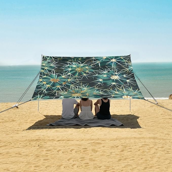 ALAZA Thorn Cactus Beach Tent Sun Shelter Portable Canopy Sunshade for Outdoor Camping Picnics Backyard Fun 10x9 ft
