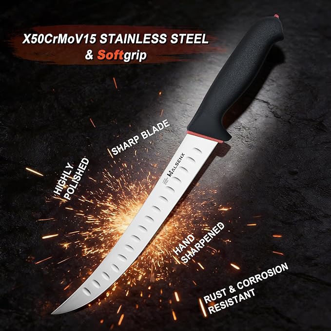 3PCS Butcher Knife Set with Non-Slip SoftGrip Professional Meat Cutting &amp Deboning Kit 5 Stiff Boning 6 Semi-Flex Curved Boning &amp 10 Breaking Knife