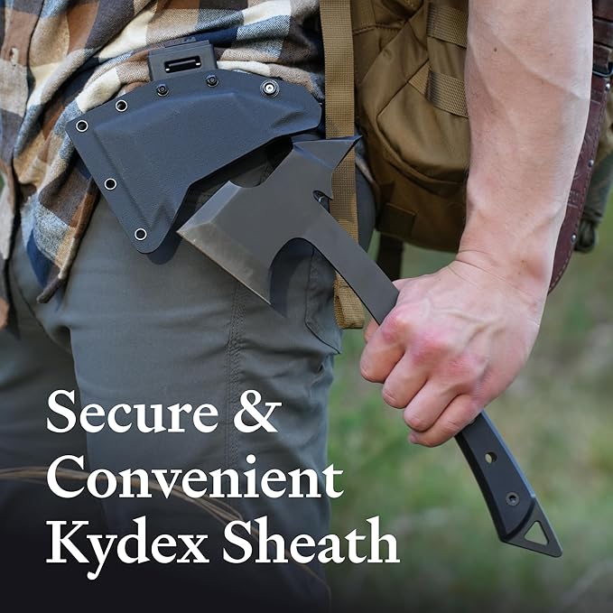 KOVA Black Thorn Hatchet - Stainless Steel 14 Overall Length 6.8 Blade G10 Handle - Lightweight &amp Durable Axe Ideal for Camping Survival and Outdoor Adventure
