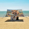 ALAZA Oil Painting Highland Cow Flowers Beach Tent Sun Shelter Portable Canopy Sunshade for Outdoor Camping Picnics Backyard Fun 10x9 ft