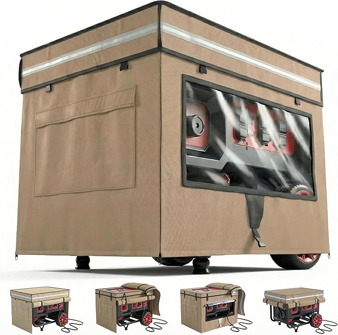 Generator Covers While Running 38L x 28W x 27H Heavy Duty Generator Cover for Outside Compatible with 10000+W Generator All Season Protection for Generator Khaki