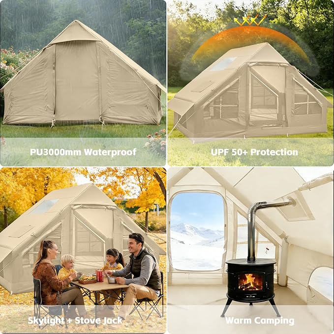 Inflatable Tents for CampingEasy Blow Up Tent with Hand Pump4 Seasons Waterproof Air Inflatable Camping Tent House for Family Weekend Camping