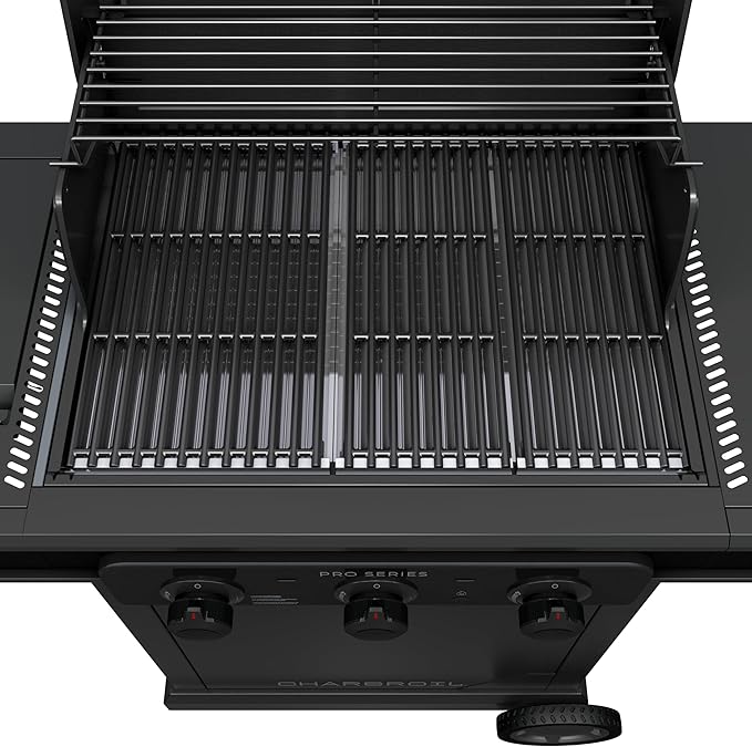 Charbroil Pro Series Amplifire Technology 3-Burner Propane Gas Grill and Griddle Cabinet with Side Burner Black - 463366724
