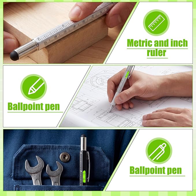 Yeaqee 40 Pcs Multi Tool Gifts For Men 6 In 1 Screwdriver Multi Tool Pens With Stainless Steel Keychain Multi-function Pens Bulk Men Gifts For Dad Husband Father's Day Birthday (BlackSilver)