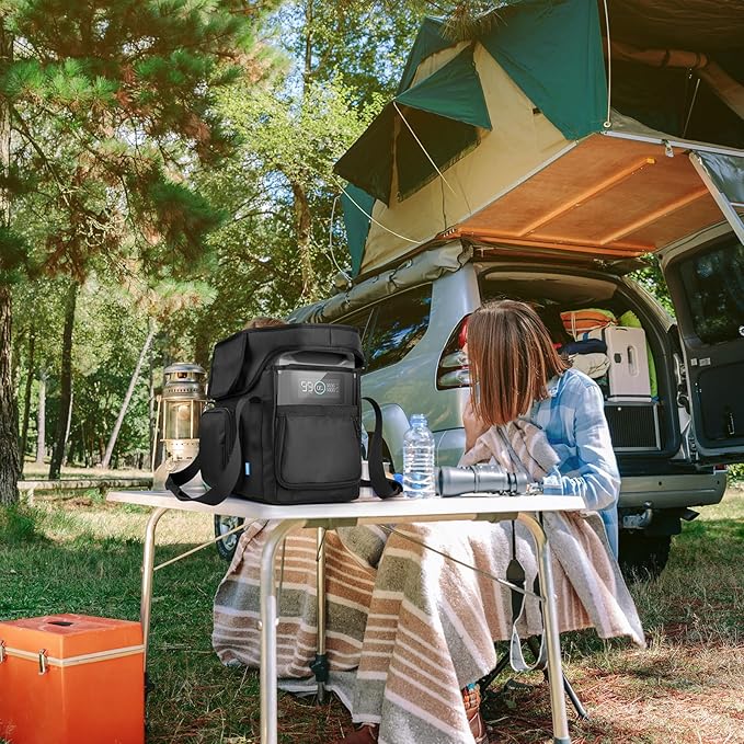 Xxerciz Travel Bag Compatible with ECOFLOW DELTA 2 Portable Power Station Heavy Duty Power Storage Case with Shoulder Strap Handle Generator Cover with Side Zippers Carrying Bag for Camping RV
