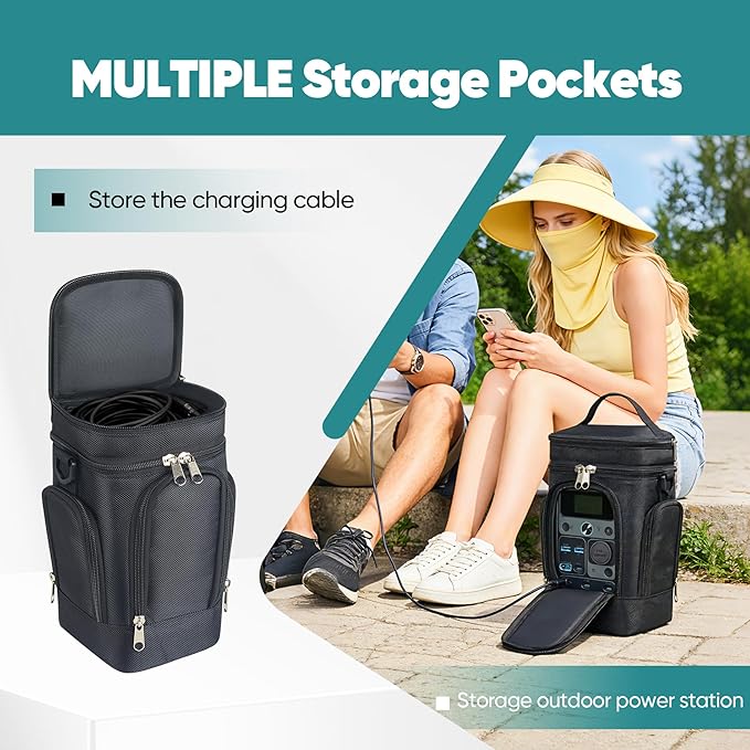 Travel Bag Padded Compatible with Anker Solix C300 DC/Jackery Explorer 240D Carrying Bag with Adjustable Shoulder Strap Side Zipper Portable Storage Case Cover for Solix C300 DC