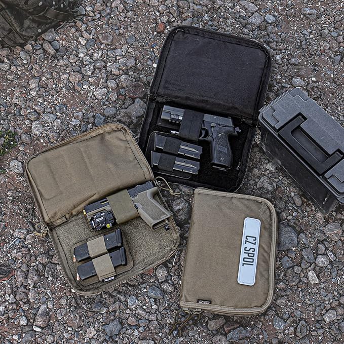 ACETAC [3-Pack Tactical Handgun Case Pistol Storage with Reflective Patch Universal CCW Holster Wrap Hook and Loop Mag Panel (Black)