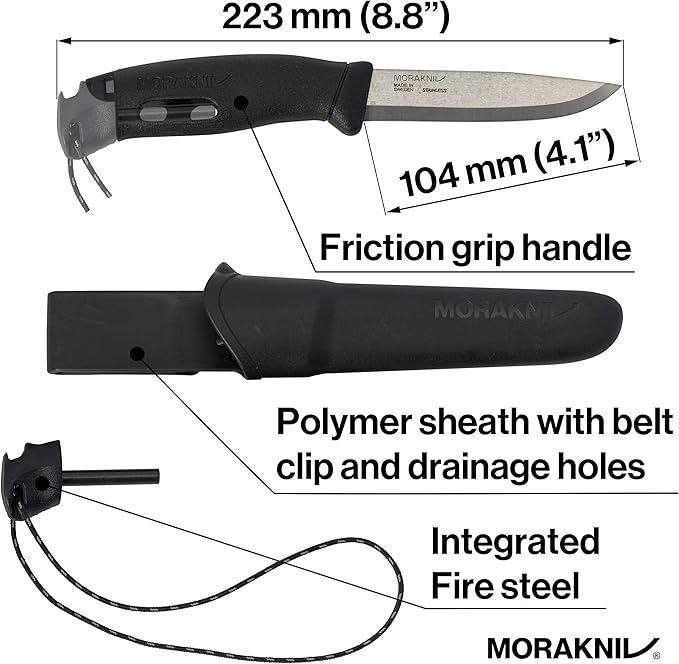 Morakniv Companion Spark 3.9-Inch Fixed-Blade Outdoor Knife and Fire Starter