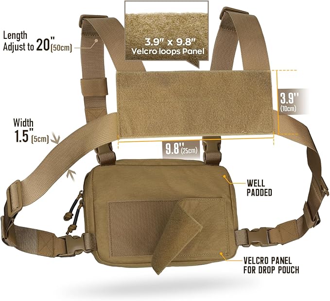 WYNEX Tactical Molle Chest Rig - EDC Chest Pack Recon Kit Bag Utility Pouch Medical Pouch