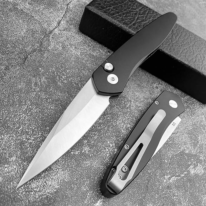 6.89 Inch Manual Open Outdoor Folding Knife D2 Clip Point Blade Black T6-6061 Aviation Aluminum Handle With Pocket Clip Hunting Survival Everyday Carry Knives