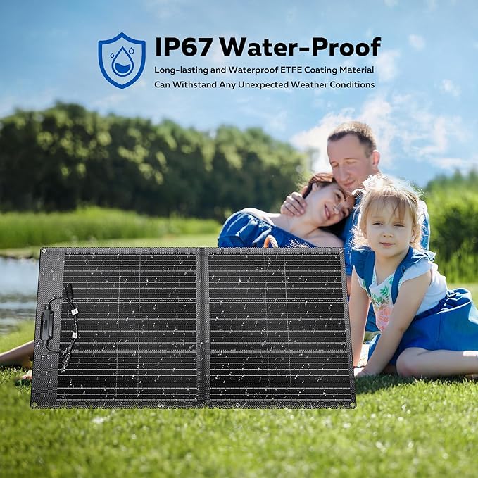 100W Portable Solar Panel for Power Station 23.7% High Efficiency Foldable Solar Charger with XT60/MC4/Anderson Output for Outdoor Camping RV Emergency Backup Off Grid