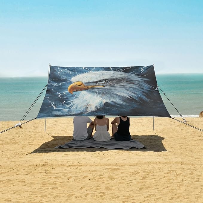 ALAZA Eagles Head Lightning Beach Tent Sun Shelter Portable Canopy Sunshade for Outdoor Camping Picnics Backyard Fun 10x9 ft