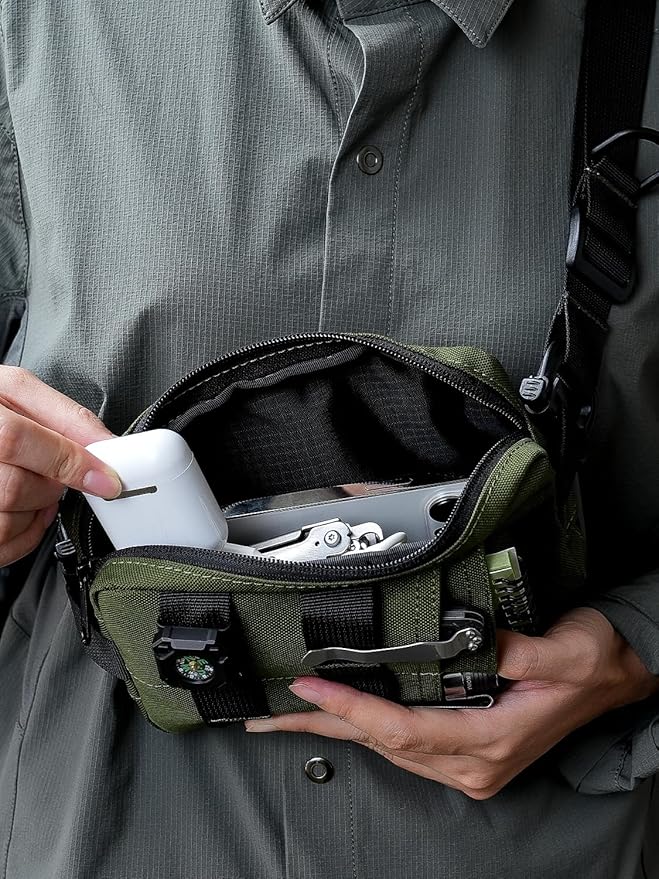 VIPERADE CHS2 Small EDC Sling Bag Tactical Fanny Pack for Men Molle Pouch Crossbody Backpack with Adjustable Shoulder Strap Utility Chest Pouch Bag for Hiking/Traveling/Bush-Craft