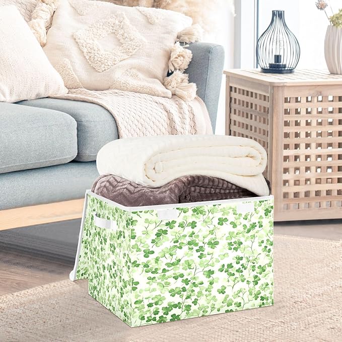 Fresh Clover Fabric Storage Bins with Lids and HandleFoldable Storage Bins with LidsCloset Organizers for Clothes Storage Room Organization Office Storage Chest Organizer