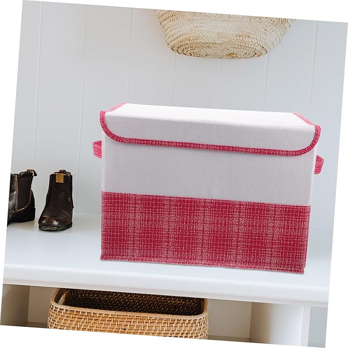 STOBAZA Capacity Clothes Storage Box Dustproof Foldable Organizer for Quilts Blankets and Toys Medium Fabric Home Organization White Pink