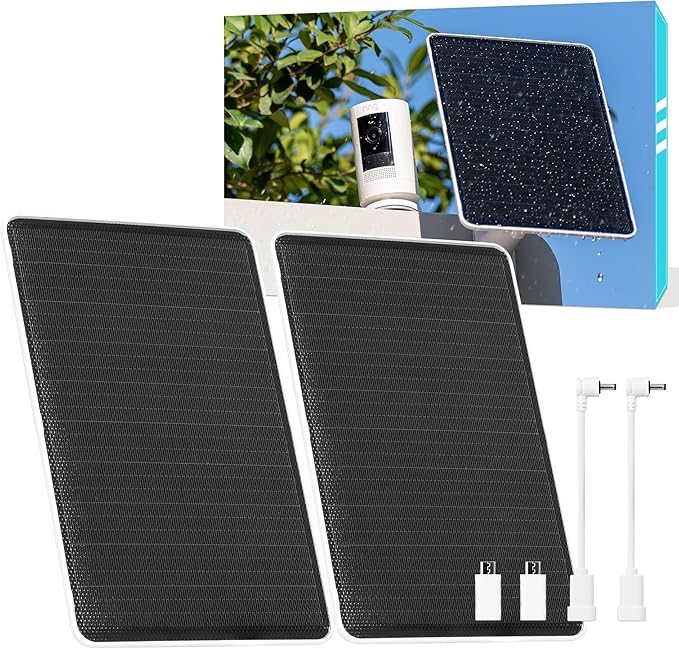 5V 8W Solar Panel for Security Camera For Bird Feeder 4G AOV Trail Cam Ring Tapo Eufy Vicohome Eseecloud Native USB-C Micro-USB &amp DC 3.5mm*1.35mm 23% Conversion 9.8 Ft 180 Days Exchange Po