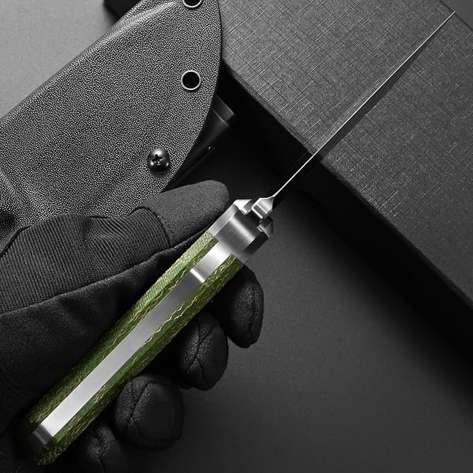 Eafengrow EF160 Fixed Blade Knife AEB-L Steel Blade Micarta &ampSteel Head Handle Full Tang Compact EDC Fix Knifes for Camping Survival