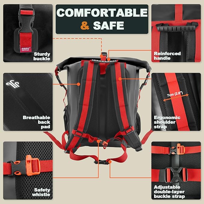 OSAH DRYPAK Waterproof Backpack Dry Bag 25L/35L/55L/85L – Heavy Duty Roll-Top Hiking Backpack Sack Keeps Gear Dry for Travel Kayaking Boating Camping Rafting and Fishing