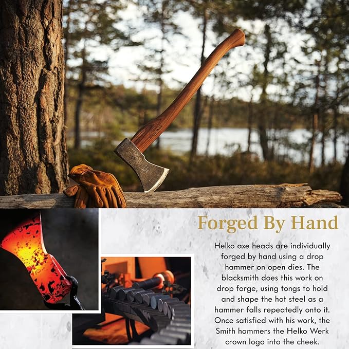 1844 Helko Werk Germany Traditional Black Forest Woodworker Axe - Made in Germany Hand Forged Bushcraft Axe and Forest Axe for Cutting Head 2.25 lbs Handle 24 in. (Black Forest Wood Worker) #13562