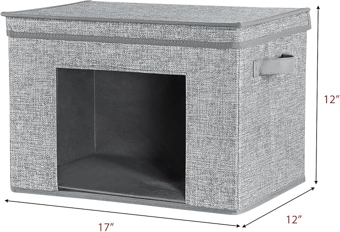Univivi Fabric Foldable Storage Boxes Large Storage Bins with Lids [4-Pack] Collapsible Storage Cubes Closet Organizers and Storage Cubes for Home Bedroom Closet (Grey 17“ x 12” x 12)