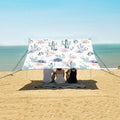 ALAZA Watercolor Flower Cactus Beach Tent Sun Shelter UPF50+ Protection Beach Shade Canopy w/ 4 Sandbags for Outdoor Camping Fishing Backyard Fun Picnic 10x9 ft