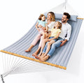 Everyfun Double Hammock with Spreader BarSoft PillowMax Load 500lbsPortable Hammock for OutdoorCampingand BackyardDark Gray